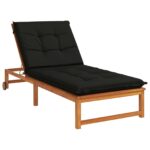 vidaXL Vankúš na ležadlo GEMERT 100% polyester Čierna 190 x 80 x 9 cm – Obrázok 3