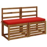 vidaXL Vankúš na lavičku SOEST 100% polyester Červená 120 x 40 x 5 cm – Obrázok 3