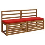 vidaXL Vankúš na lavičku SOEST 100% polyester Červená 140 x 40 x 5 cm – Obrázok 3