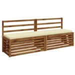 vidaXL Vankúš na lavičku SOEST 100% polyester Krémová 170 x 40 x 5 cm – Obrázok 2