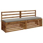 vidaXL Vankúš na lavičku SOEST 100% polyester Sivá 170 x 40 x 5 cm – Obrázok 3