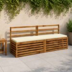 vidaXL Vankúš na lavičku SOEST 100% polyester Krémová 180 x 40 x 5 cm