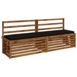 vidaXL Vankúš na lavičku SOEST 100% polyester Čierna 200 x 40 x 5 cm – Obrázok 3