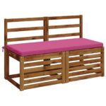 vidaXL 2-dielne podušky na lavicu SOEST 2 ks 100% polyester Ružová – Obrázok 3