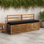 vidaXL Vankúš na lavičku SOEST 100% polyester Čierna 150 x 40 x 8 cm