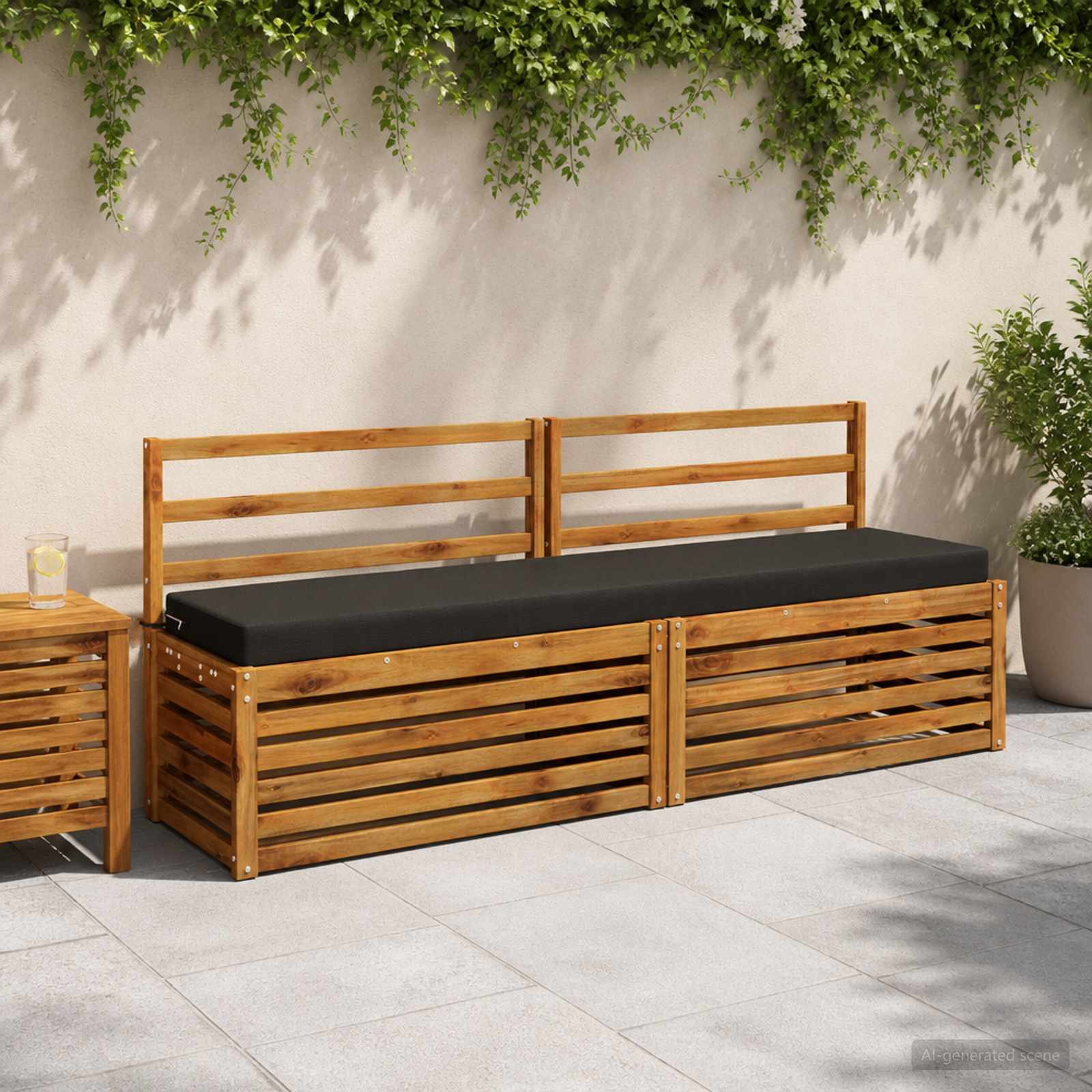 949964_1.jpg vidaXL Vankúš na lavičku SOEST 100% polyester Čierna 170 x 40 x 8 cm – Obrázok 1