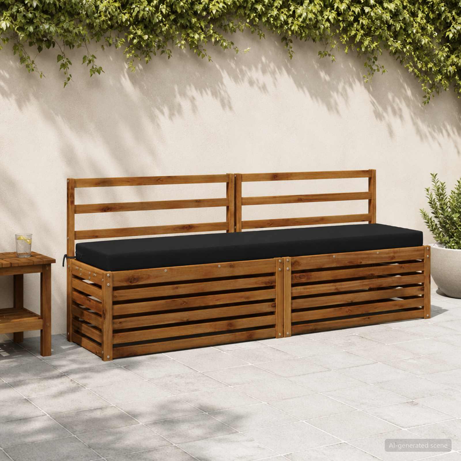 950080_1.jpg vidaXL Vankúš na lavičku SOEST 100% polyester Čierna 200 x 40 x 8 cm – Obrázok 1