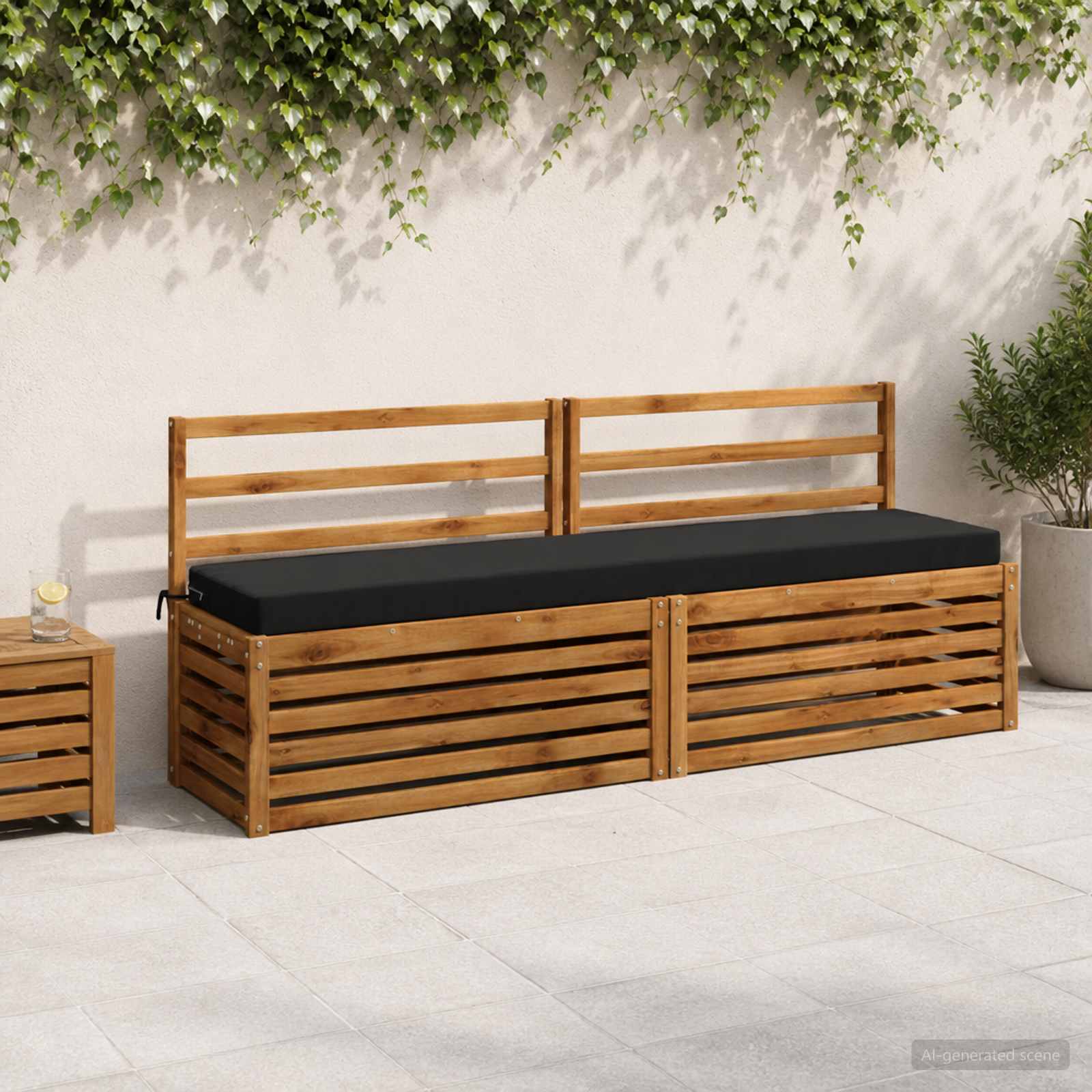 950096_1.jpg vidaXL Vankúš na lavičku SOEST 100% polyester Čierna 200 x 40 x 8 cm – Obrázok 1