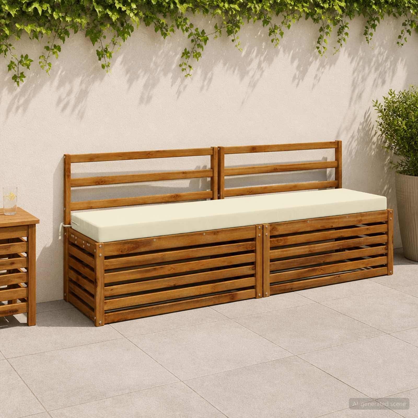 950100_1.jpg vidaXL Vankúš na lavičku SOEST 100% polyester Krémová 200 x 40 x 8 cm – Obrázok 1