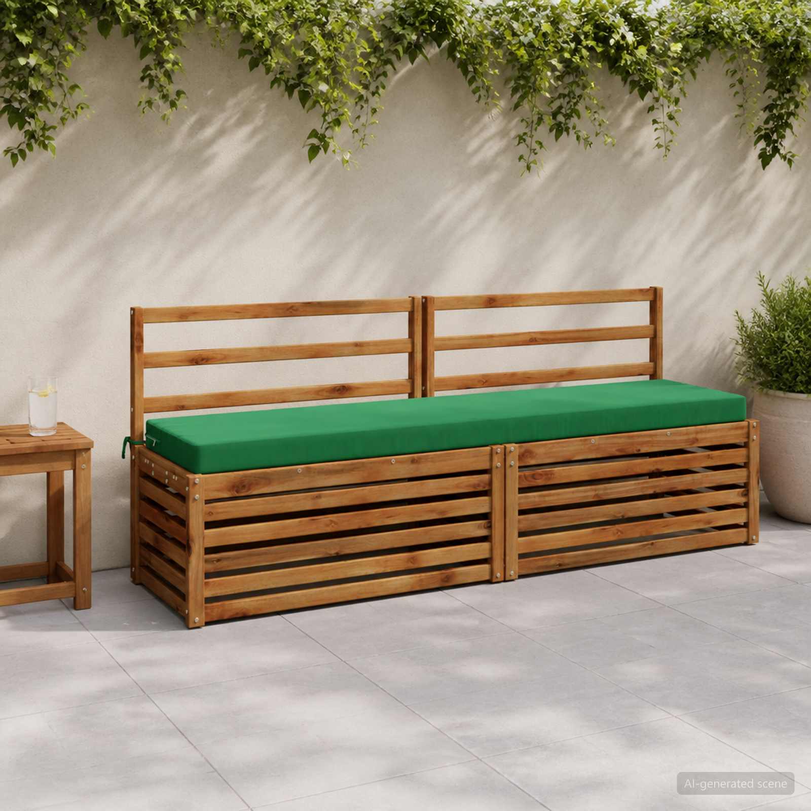 950106_1.jpg vidaXL Vankúš na lavičku SOEST 100% polyester Zelená 200 x 40 x 8 cm – Obrázok 1