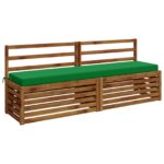 vidaXL Vankúš na lavičku SOEST 100% polyester Zelená 200 x 40 x 8 cm – Obrázok 3
