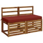 vidaXL Vankúš na lavičku SOEST 100% polyester Červená 110 x 50 x 8 cm – Obrázok 3