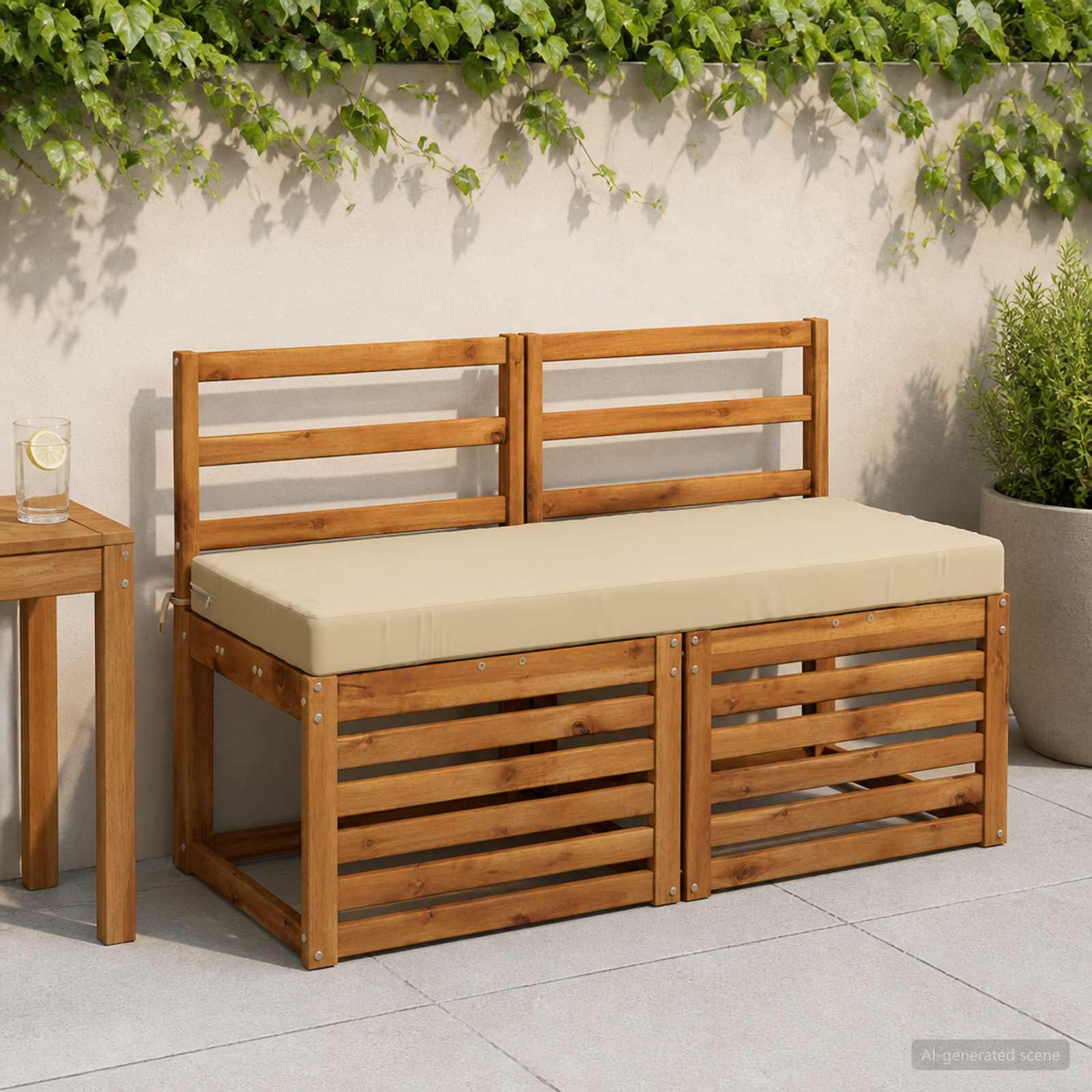 950150_1.jpg vidaXL Vankúš na lavičku SOEST 100% polyester Béžová 110 x 50 x 8 cm – Obrázok 1