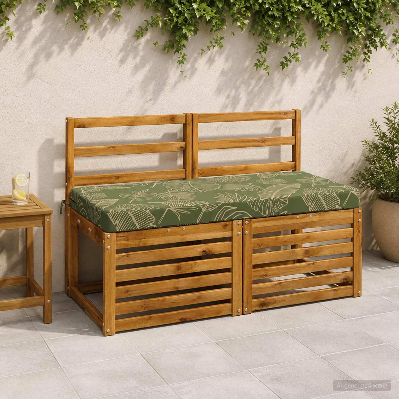 950226_1.jpg vidaXL Vankúš na lavičku SOEST 100% polyester Design s listami – Obrázok 1