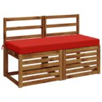 vidaXL Vankúš na lavičku SOEST 100% polyester Červená 120 x 50 x 8 cm – Obrázok 3