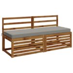 vidaXL Vankúš na lavičku SOEST 100% polyester Sivá 140 x 50 x 8 cm – Obrázok 3