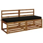 vidaXL Vankúš na lavičku SOEST 100% polyester Čierna 150 x 50 x 8 cm – Obrázok 3