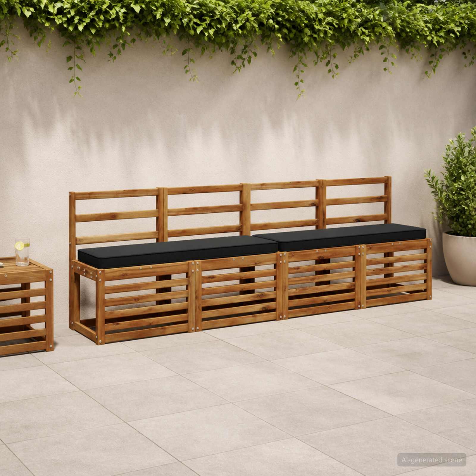 950619_1.jpg vidaXL 2-dielne podušky na lavicu VUGHT 2 pcs 100% polyester Čierna – Obrázok 1