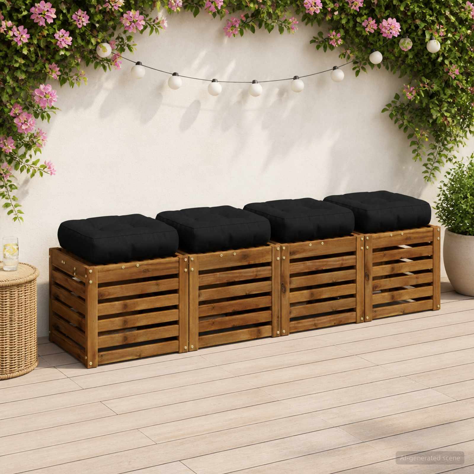953485_1.jpg vidaXL 4-dielne sedacie vankúše VIANEN 4 pcs 100% polyester Čierna – Obrázok 1