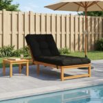vidaXL Vankúš na ležadlo VIANEN 100% polyester Čierna 200 x 70 x 8 cm