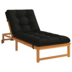 vidaXL Vankúš na ležadlo VIANEN 100% polyester Čierna 200 x 70 x 8 cm – Obrázok 3