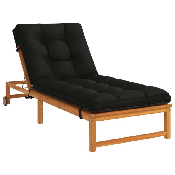 vidaXL Vankúš na ležadlo VIANEN 100% polyester Čierna 200 x 70 x 8 cm – Obrázok 3