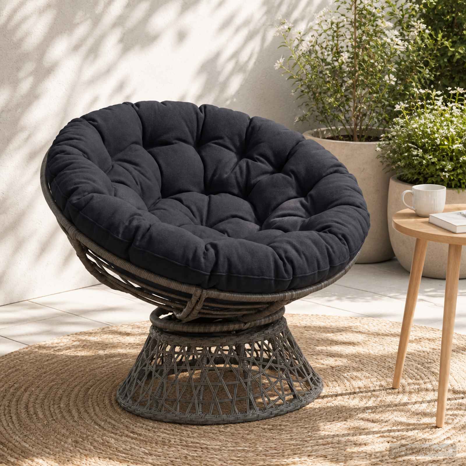 953968_1.jpg vidaXL Vankúš na Papasan stoličku VIANEN 100% polyester Tmavomodrá – Obrázok 1