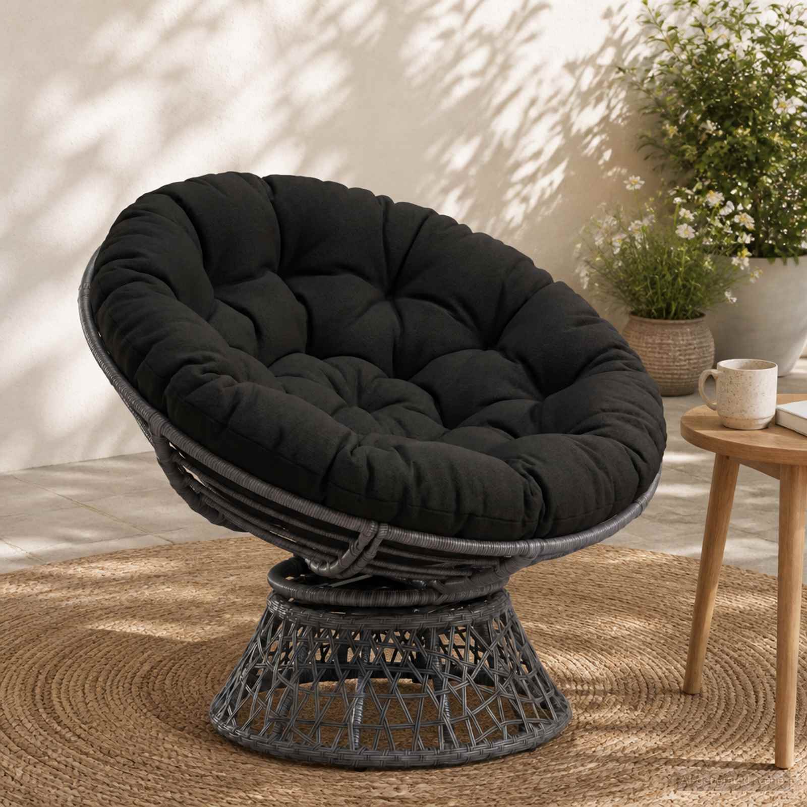953981_1.jpg vidaXL Vankúš na Papasan stoličku VIANEN 100% polyester Čierna – Obrázok 1