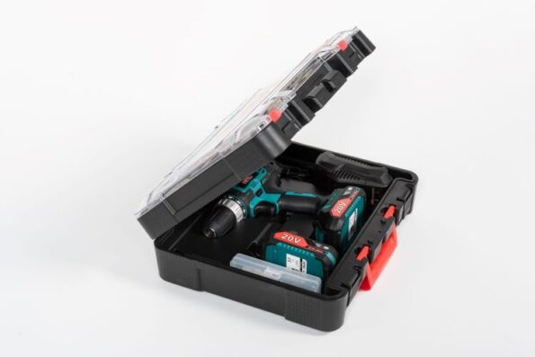 Aku vŕtačka NAC CDB2-40-S-LI-20V 2x2Ah + príslušenstvo 126 dielov – Obrázok 5