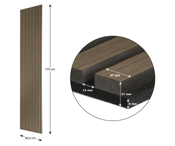 Akustický panel G21 270x60,5x2,1 cm, dymový dub – Obrázok 10