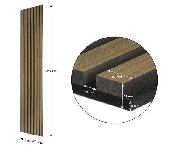 Akustický panel G21 270x60,5x2,1 cm, teak – Obrázok 9