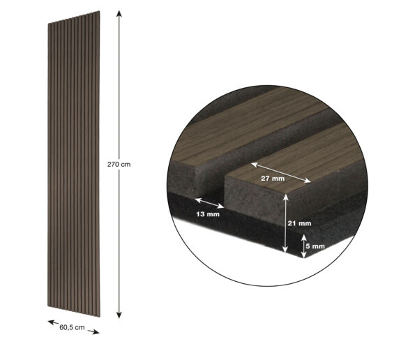 Akustický panel G21 270x60,5x2,1 cm, tmavý orech – Obrázok 9