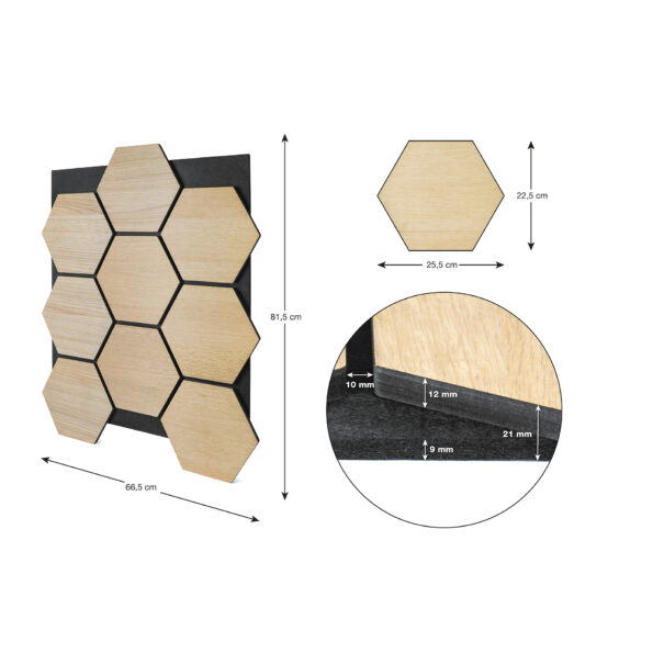 Akustický panel G21 81,5x66,5x2,1 cm plástov, prírodný dub – Obrázok 6
