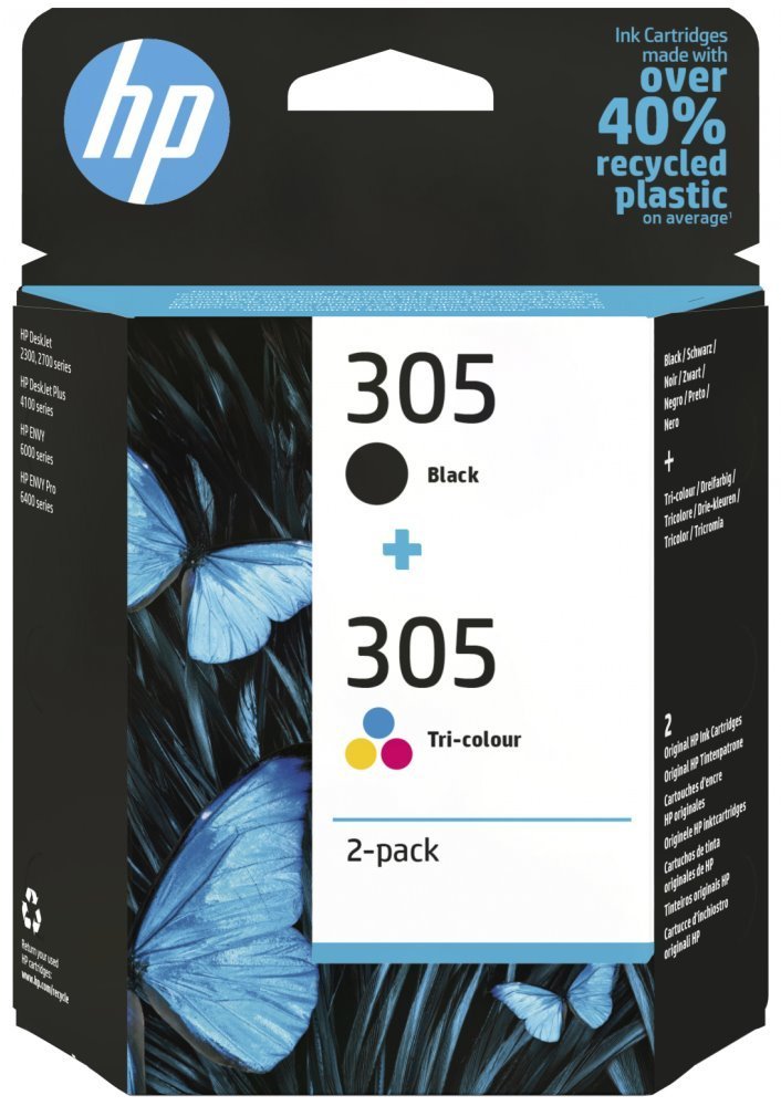 Atrament-HP-305-CMYK-ciernafarebna-3YM60AE3YM61AE Atrament HP 305 CMYK čierna+farebná (3YM60AE+3YM61AE) – Obrázok 1