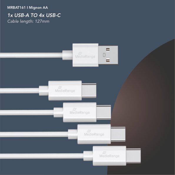 Batéria AA MediaRange nabíjateľné USB-C Li-Ion , 1,5V, 1400 mAh, 4ks – Obrázok 2