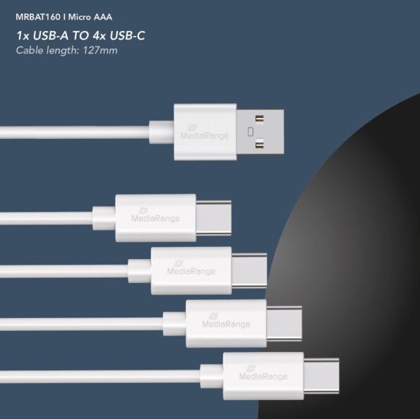 Batéria AAA MediaRange nabíjateľné USB-C Li-Ion , 1,5V, 500 mAh, 4ks – Obrázok 2