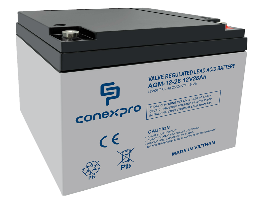 Bateria-Conexpro-AGM-12-28-VRLA-AGM-12V28Ah-T12 Batéria Conexpro AGM-12-28 VRLA AGM 12V/28Ah, T12 – Obrázok 1