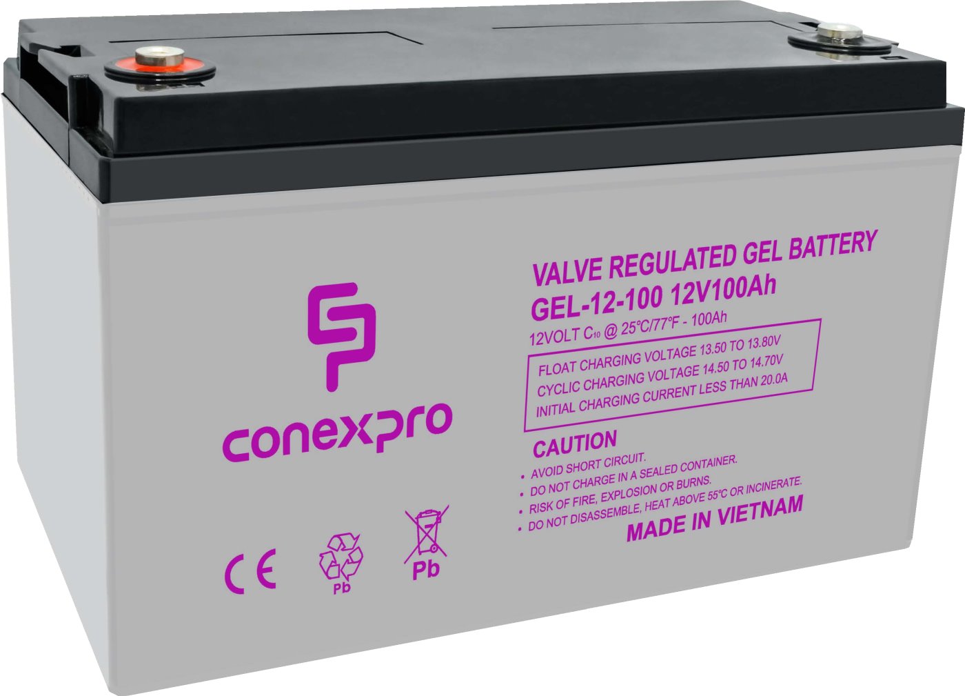 Bateria-Conexpro-GEL-12-100-GEL-12V100Ah-T16-M8-Deep-Cycle Batéria Conexpro GEL-12-100 GEL, 12V/100Ah, T16-M8, Deep Cycle – Obrázok 1