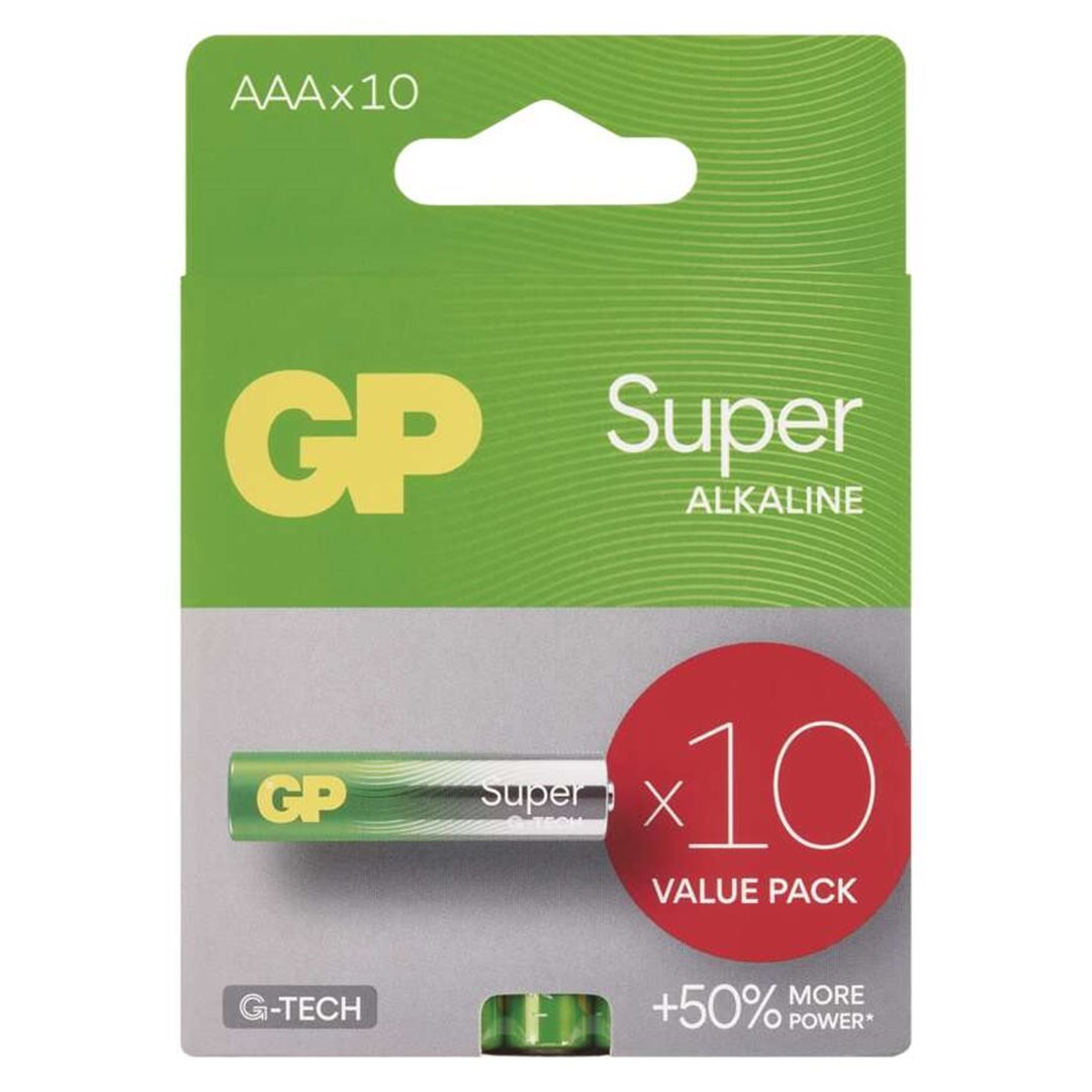Bateria-GP-Super-AAA-alkalicka-mikrotuzkova-LR03-10-ks Batéria GP Super AAA, alkalická, mikrotužková (LR03), 10 ks – Obrázok 1