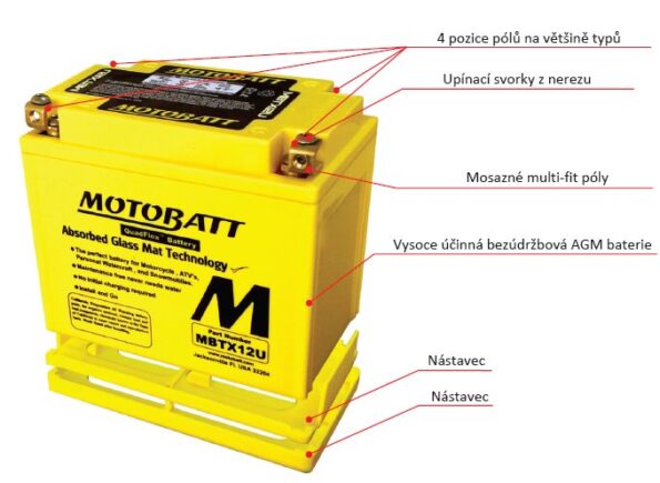 Batéria Motobatt MBTX12U 14Ah, 12V, 4 vývody – Obrázok 11