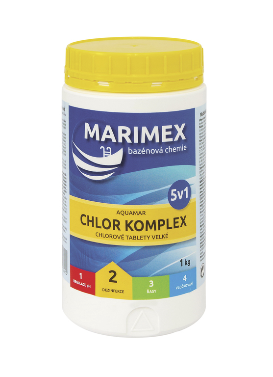Bazenova-chemia-Marimex-Chlor-komplex-5v1-1-kg Bazénová chémia Marimex Chlor komplex 5v1 1 kg – Obrázok 1