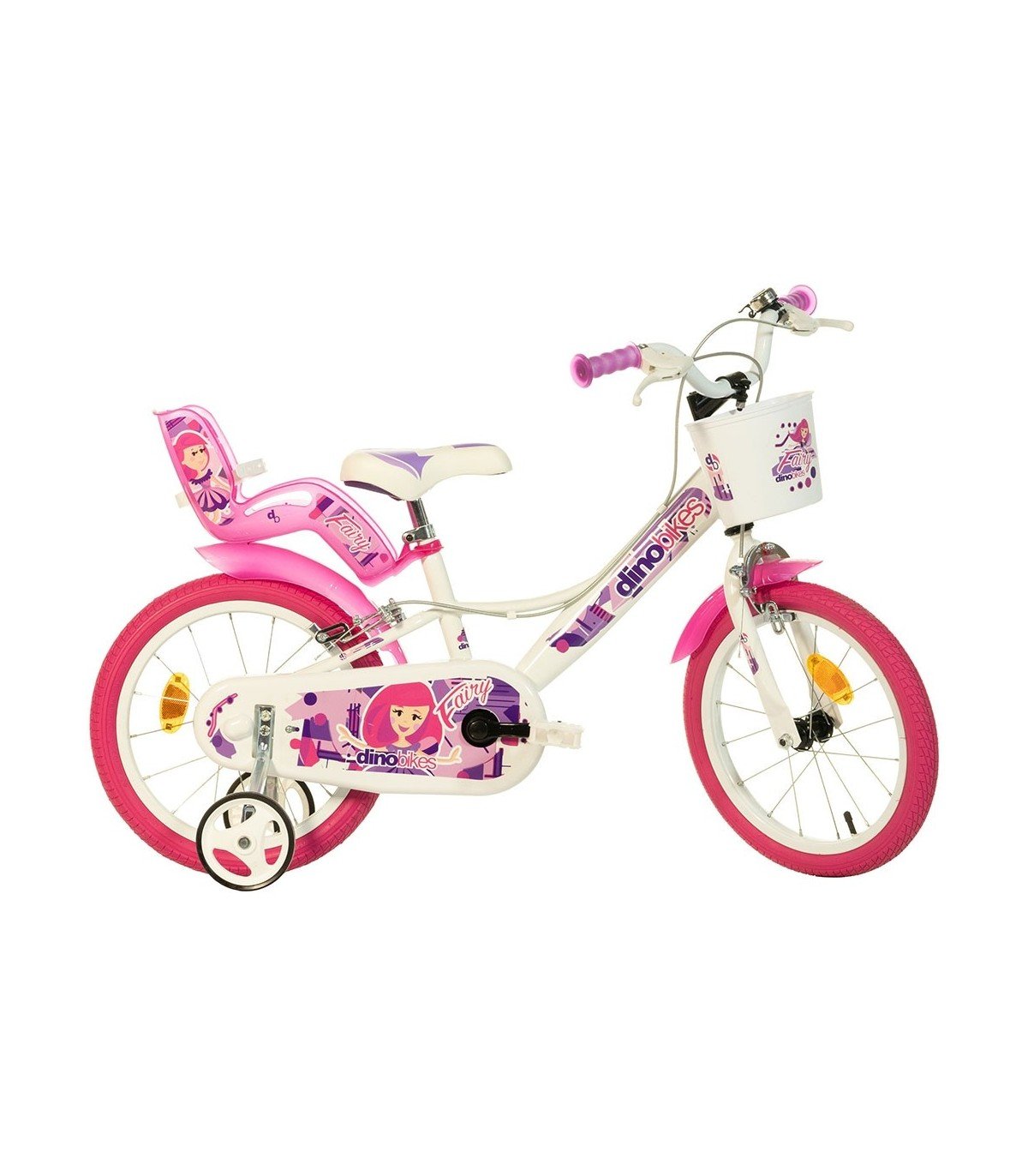 Detsky-bicykel-Dino-Bikes-16-Biely-s-ruzovou-potlacou Detský bicykel Dino Bikes 16" Biely s ružovou potlačou – Obrázok 1