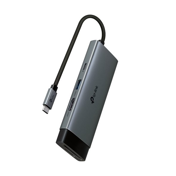 Dokovacia-stanica-TP-Link-UH7021C-USB-C-HDMI-1x-USB-C-3x-USB-citacka-SDmicroSD-PD-100W Dokovacia stanica TP-Link UH7021C USB-C, HDMI, 1x USB C, 3x USB, čítačka SD/microSD, PD 100W – Obrázok 1
