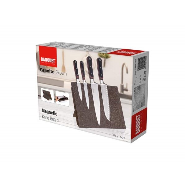 Doska Banquet magnetická na nože Granite Brown 30 x 21,5 cm, MDF – Obrázok 2