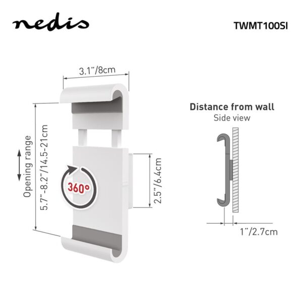 Držiak Nedis TWMT100SI pre tablet, 7" až 12" / 17,8 cm až 30,5 cm – Obrázok 5