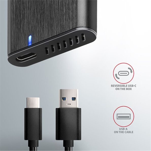 Externý box AXAGON EEM2-SBC , USB-C 3.2 Gen 2 - M.2 SATA SSD kovový RAW box, bezšroubkový – Obrázok 4