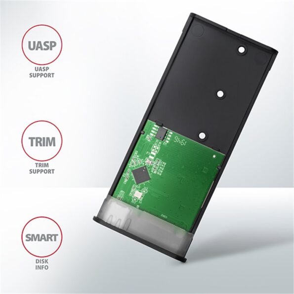 Externý box AXAGON EEM2-SBC , USB-C 3.2 Gen 2 - M.2 SATA SSD kovový RAW box, bezšroubkový – Obrázok 5