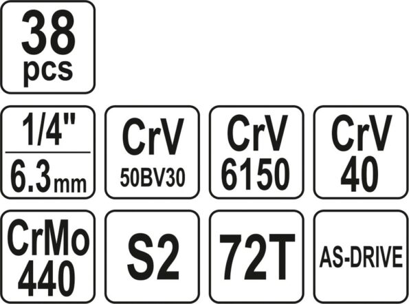 Gola súprava Yato 1/4" 38 ks XS YT-14471 – Obrázok 6