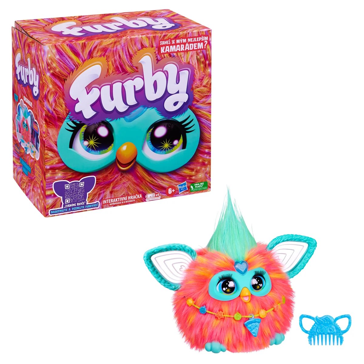 Hracka-Hasbro-Furby-koralovy-CZ-verze Hračka Hasbro - Furby korálový CZ verze – Obrázok 1