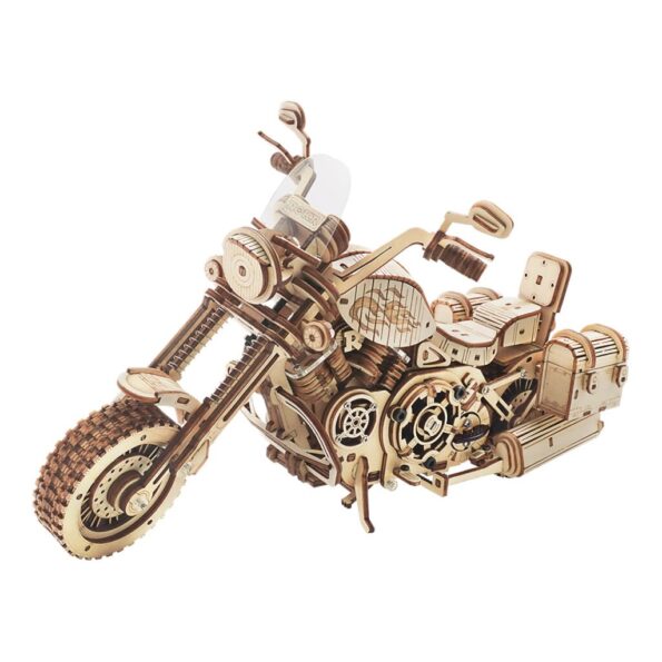 Hračka Robotime 3D drevené mechanické puzzle Motorka (cruiser) – Obrázok 2